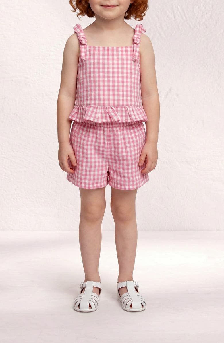 Pippa & Julie Gingham Bow Top & Shorts Set, Alternate, color, Pink/ White