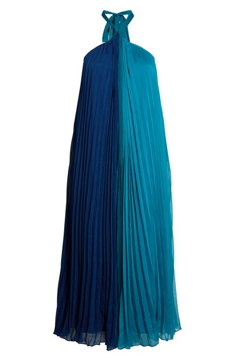 Galena Halter Pleated Maxi Dress