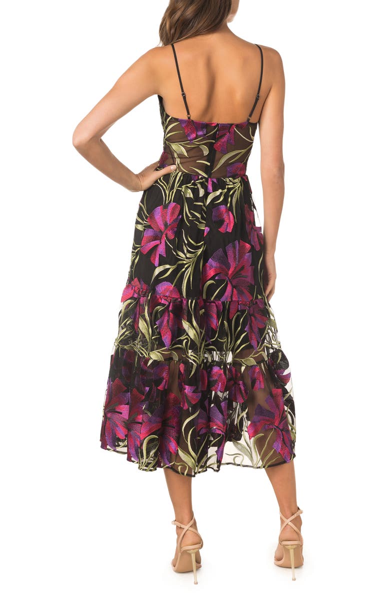 Dress the Population Paulette Floral Embroidered Fit & Flare Midi Dress, Alternate, color, 