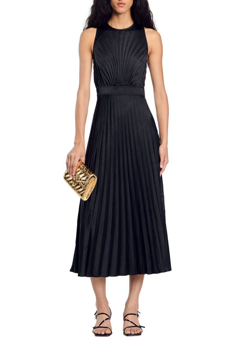 SANDRO Pleated maxi dress, Alternate, color, 