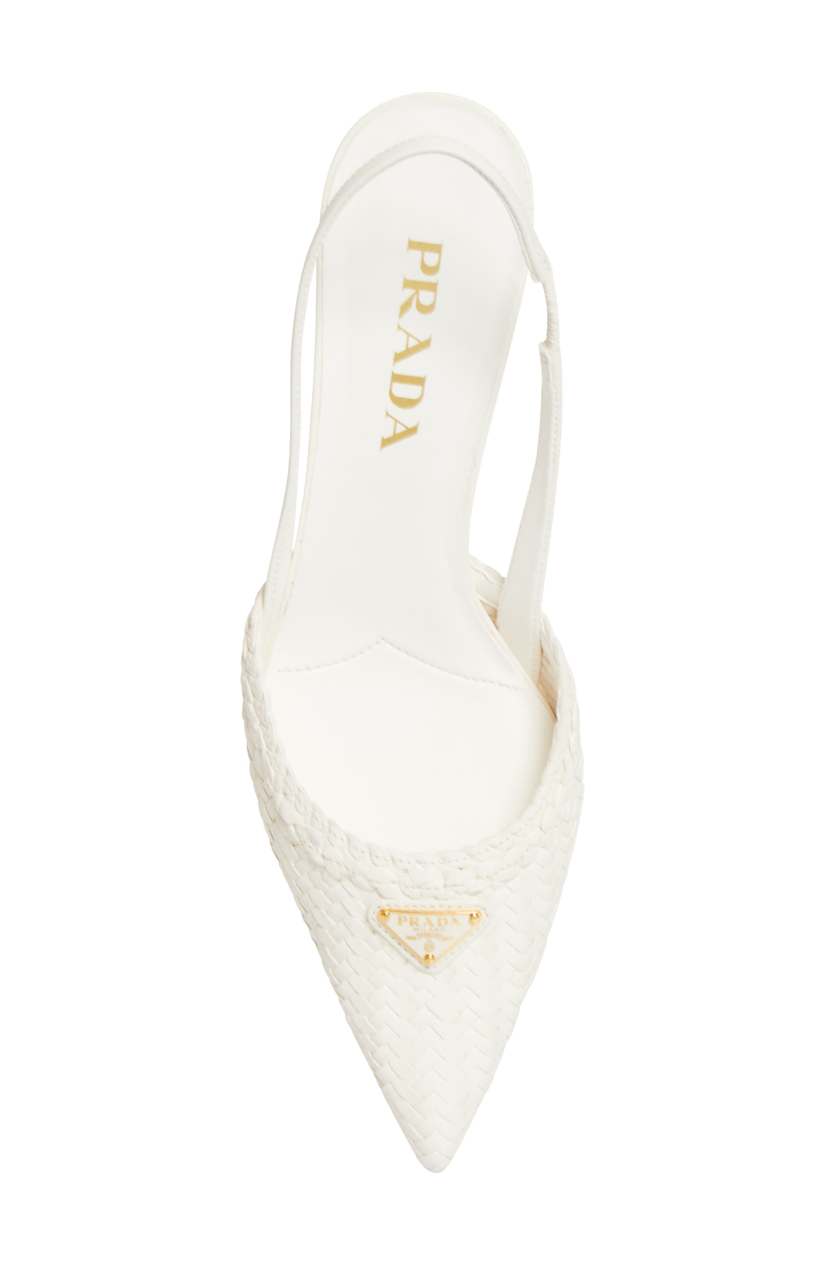 Prada Woven Slingback Sandal, Alternate, color, Bianco