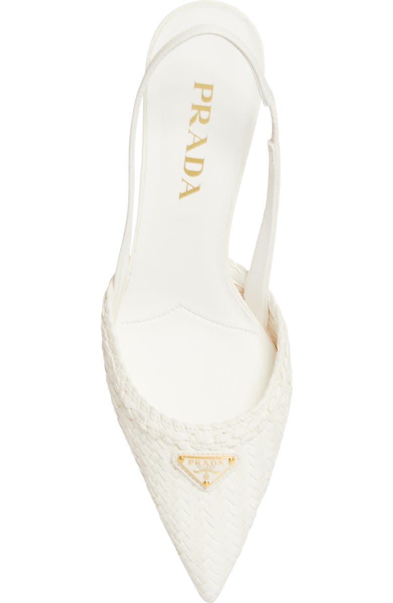 Prada Woven Slingback Sandal, Alternate, color, Bianco