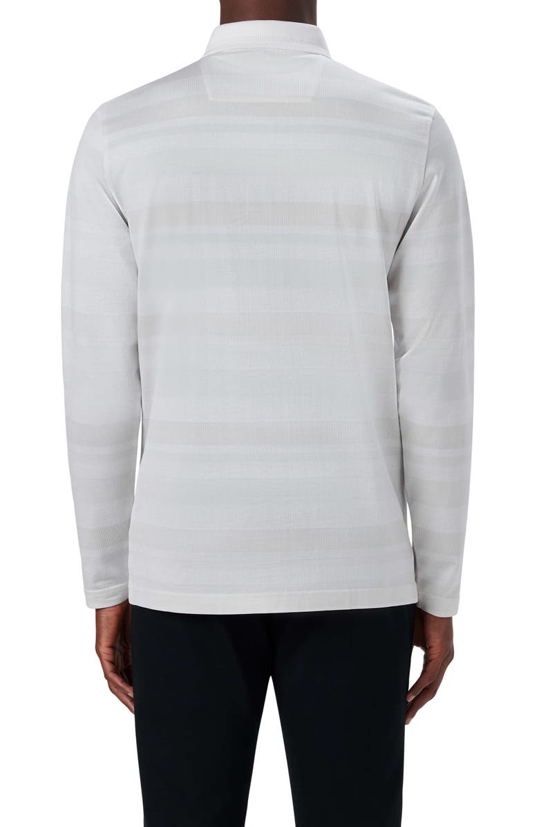 Bugatchi Three-Button Long Sleeve Polo, Alternate, color, Stone