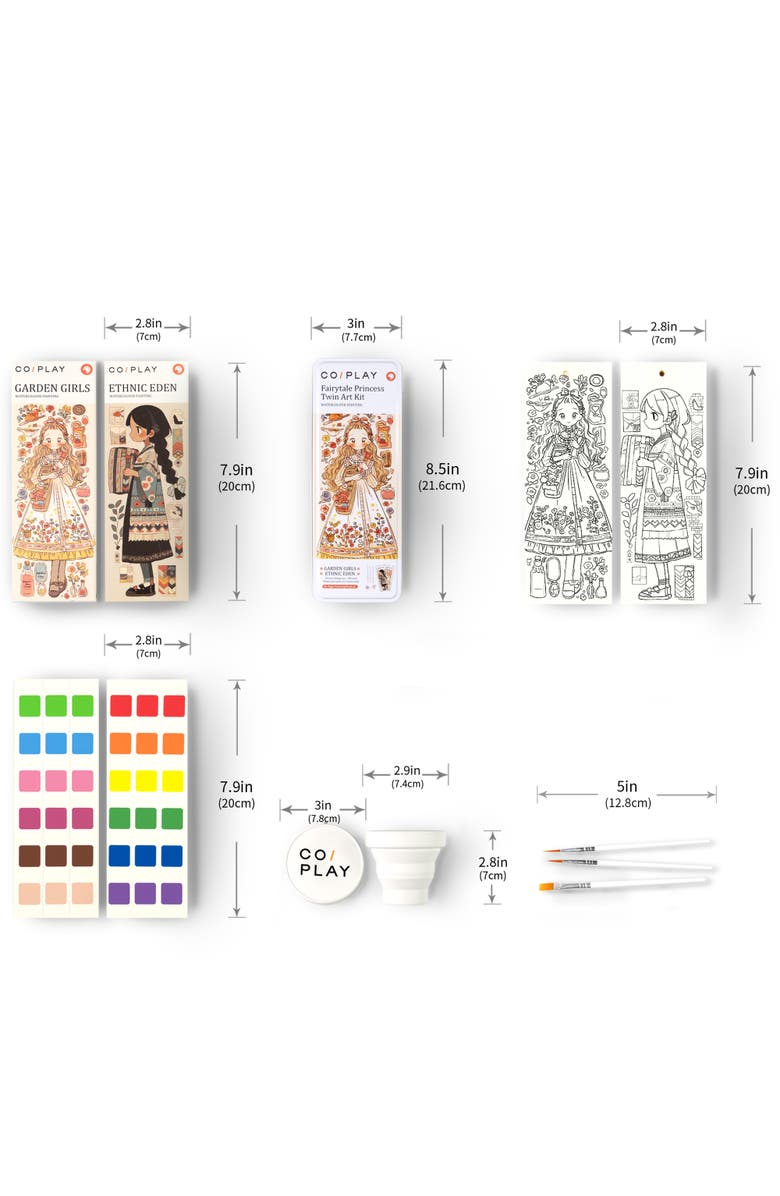 COIPLAY Watercolor Painting Art Kit, Fairytale Princess, Tin Box, Kids 6+, Alternate, color, Multicolored