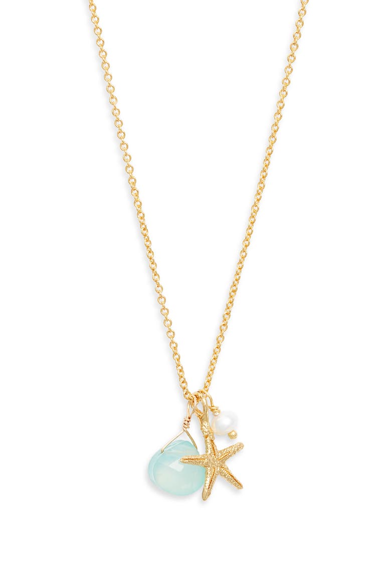 Sea Star Cluster Pendant Necklace, Alternate, color, GOLD