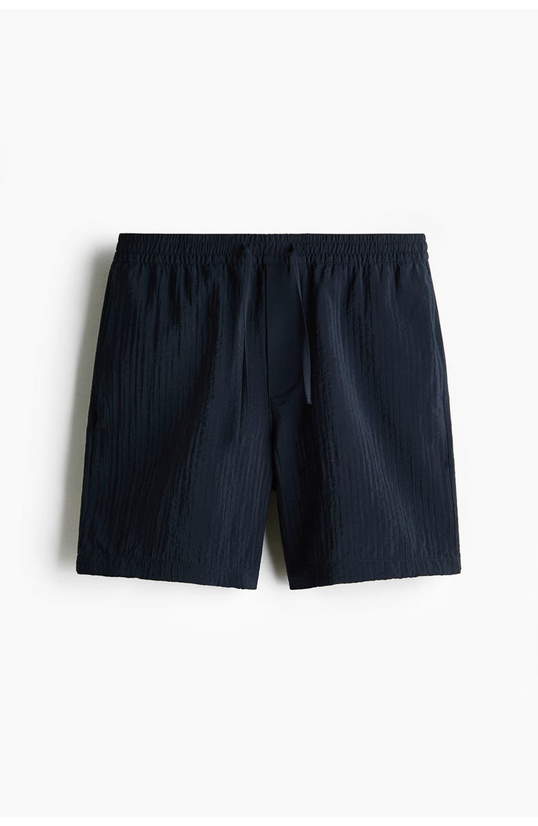 H&M Relaxed-fit textured shorts, Alternate, color, Black