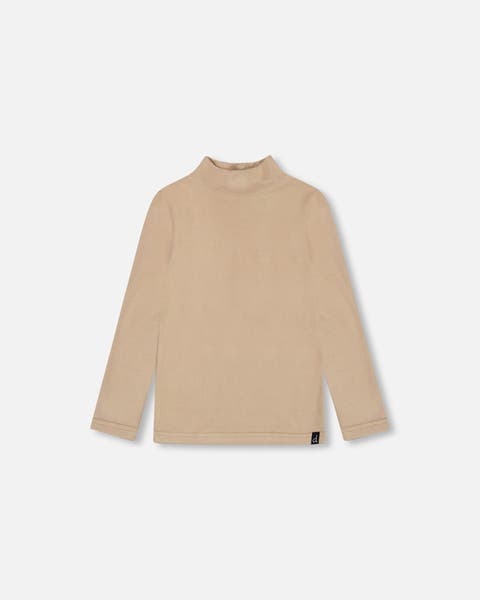Super Soft Brushed Mock Neck Top Medium Beige Super Soft Brushed Mock Neck Top Medium Beige