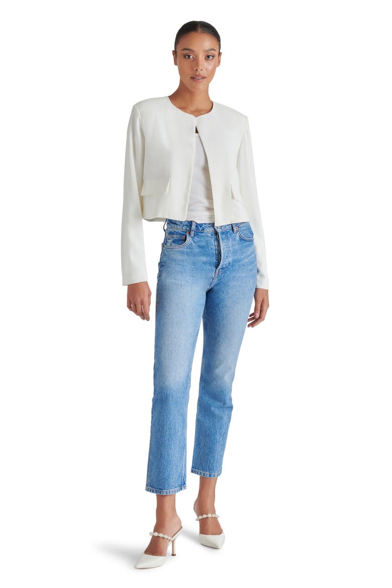 Serene Crop Blazer, Alternate, color, WHITE