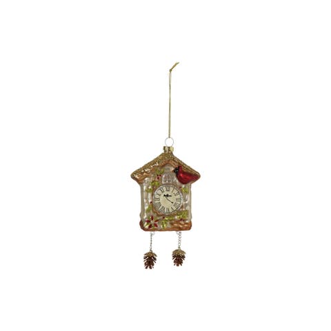 Glass Cuckoo Clock Ornament with Glitter
