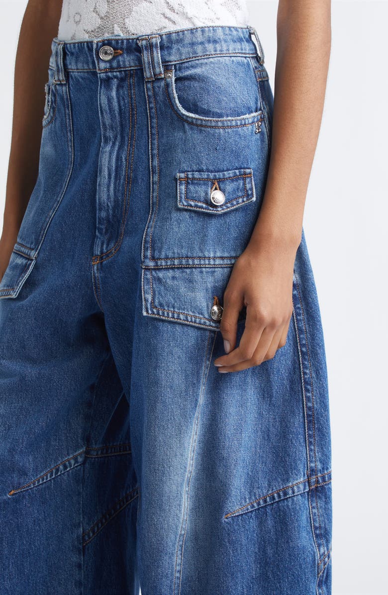 SPORTMAX Violino Utility Barrel Leg Jeans, Alternate, color, Midnight Blue