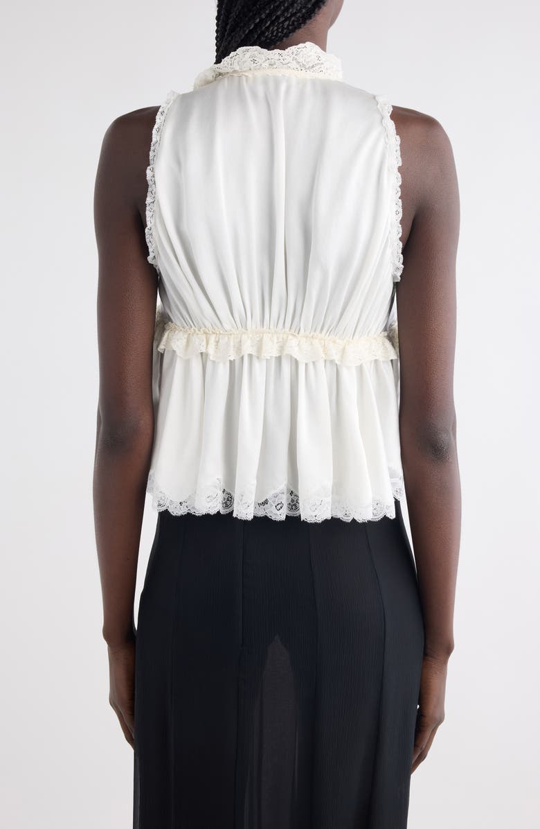 Chloé Lace Trim Tie Front Silk Top, Alternate, color, Iconic Milk