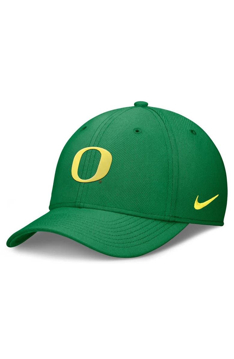 Nike Men's Nike Green Oregon Ducks 2024 On-Field Swoosh Flex Hat, Main, color,