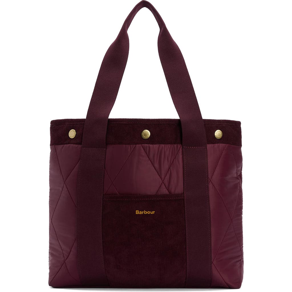 Barbour Healy Mixed Media Tote In Burgundy