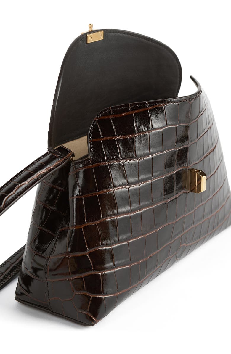 TOTEME T-Lock Croc Embossed Leather Clutch, Alternate, color, Dark Brown