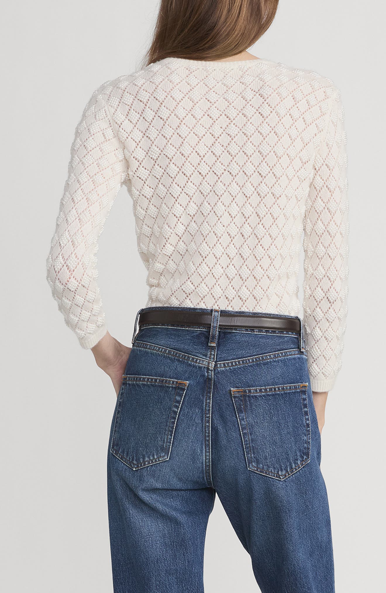Faux Pearl Cashmere Sweater - image 2