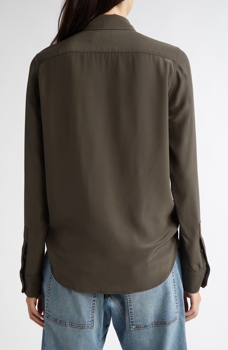 Nili Lotan Gaia Silk Shirt, Alternate, color, Loden