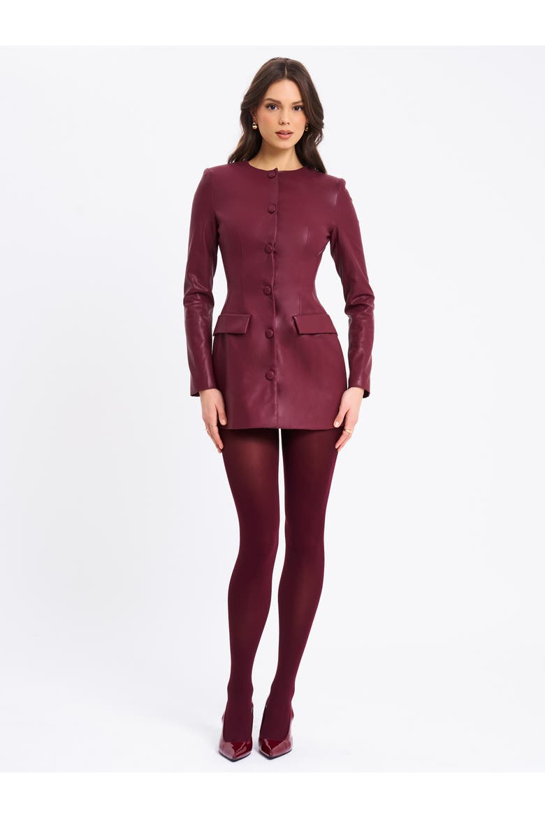 Baila Vegan Leather Blazer Mini Dress, Alternate, color, Burgundy