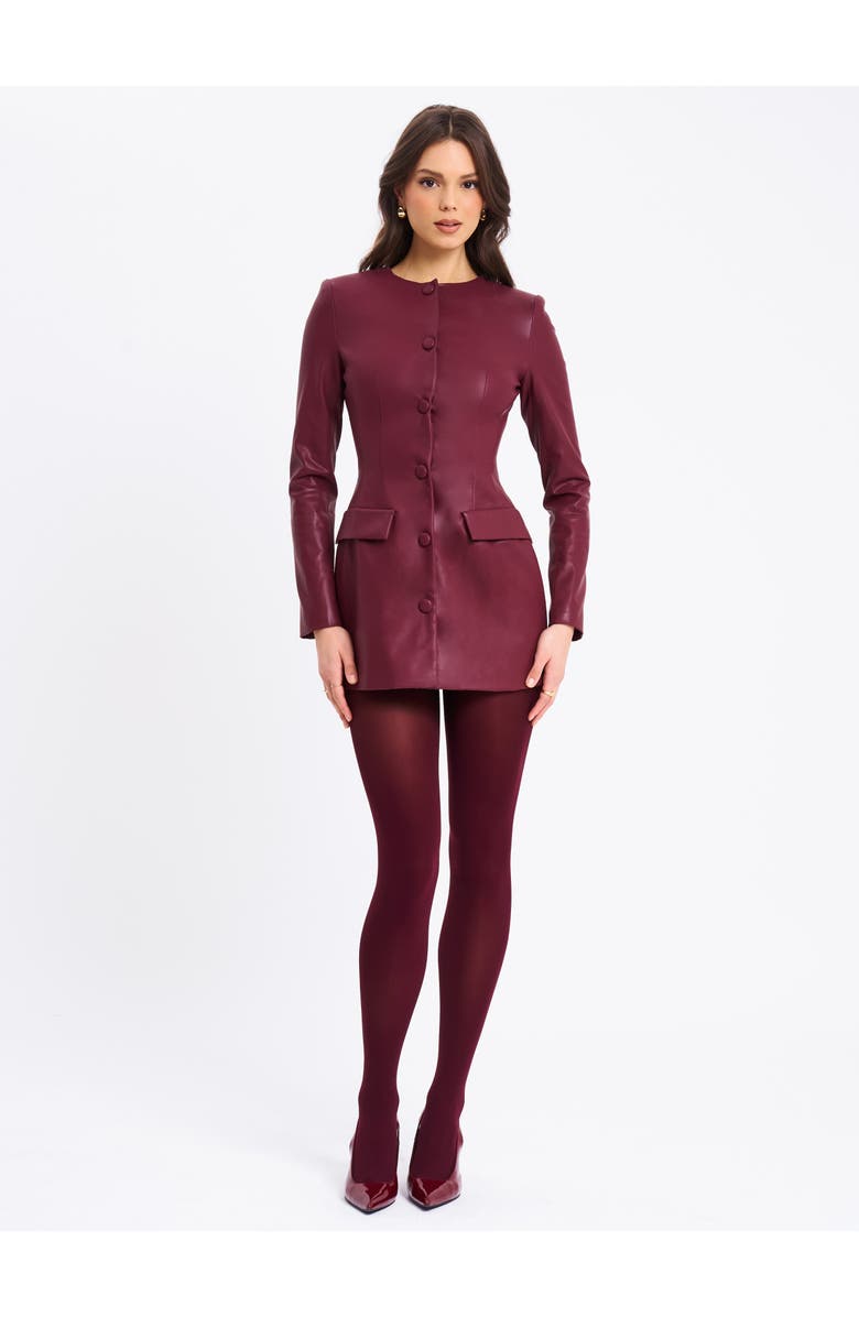 Miss Circle Baila Vegan Leather Blazer Mini Dress, Alternate, color, Burgundy