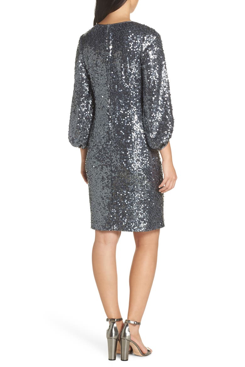 Blouson Sleeve Sequin Sheath Dress, Alternate, color, GREY