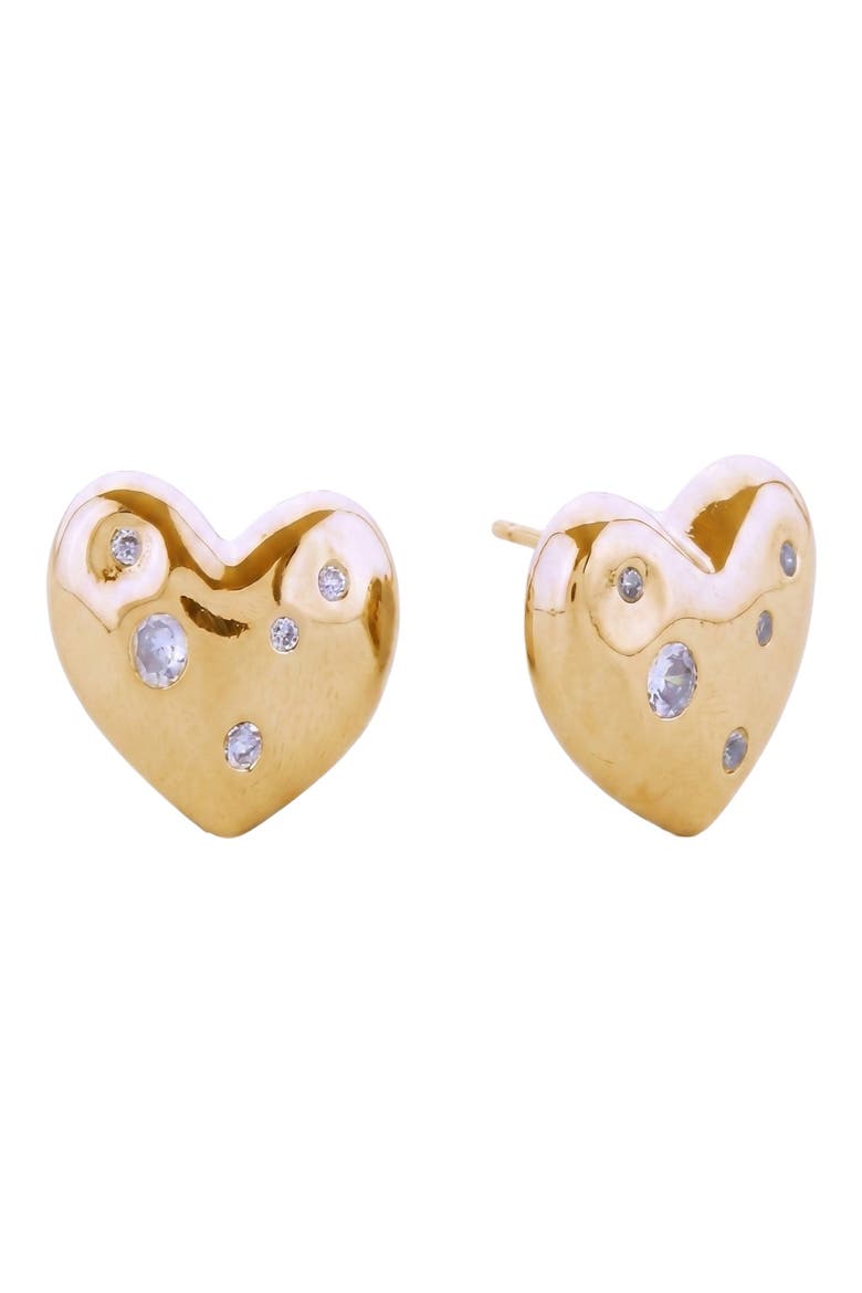 Mira Pave Heart Studs, Alternate, color, Gold