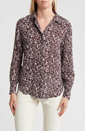 Theory Sunaya Floral Silk Button-Up Shirt