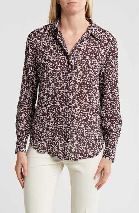 Theory Sunaya Floral Silk Button-Up Shirt