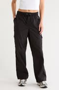 DKNY High Waist Straight Leg Cotton Cargo Pants