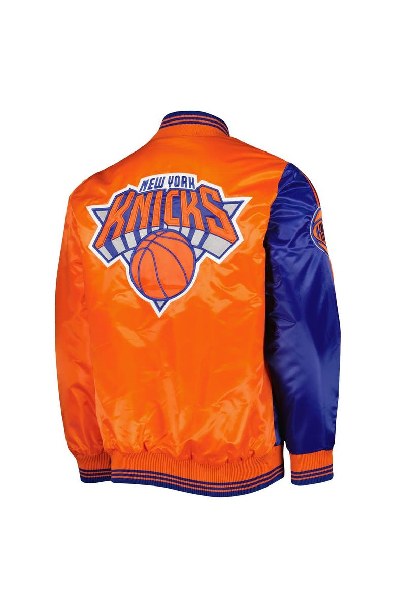 STARTER Men's Starter Blue/Orange New York Knicks Fast Break Satin Full-Snap Jacket, Alternate, color, 