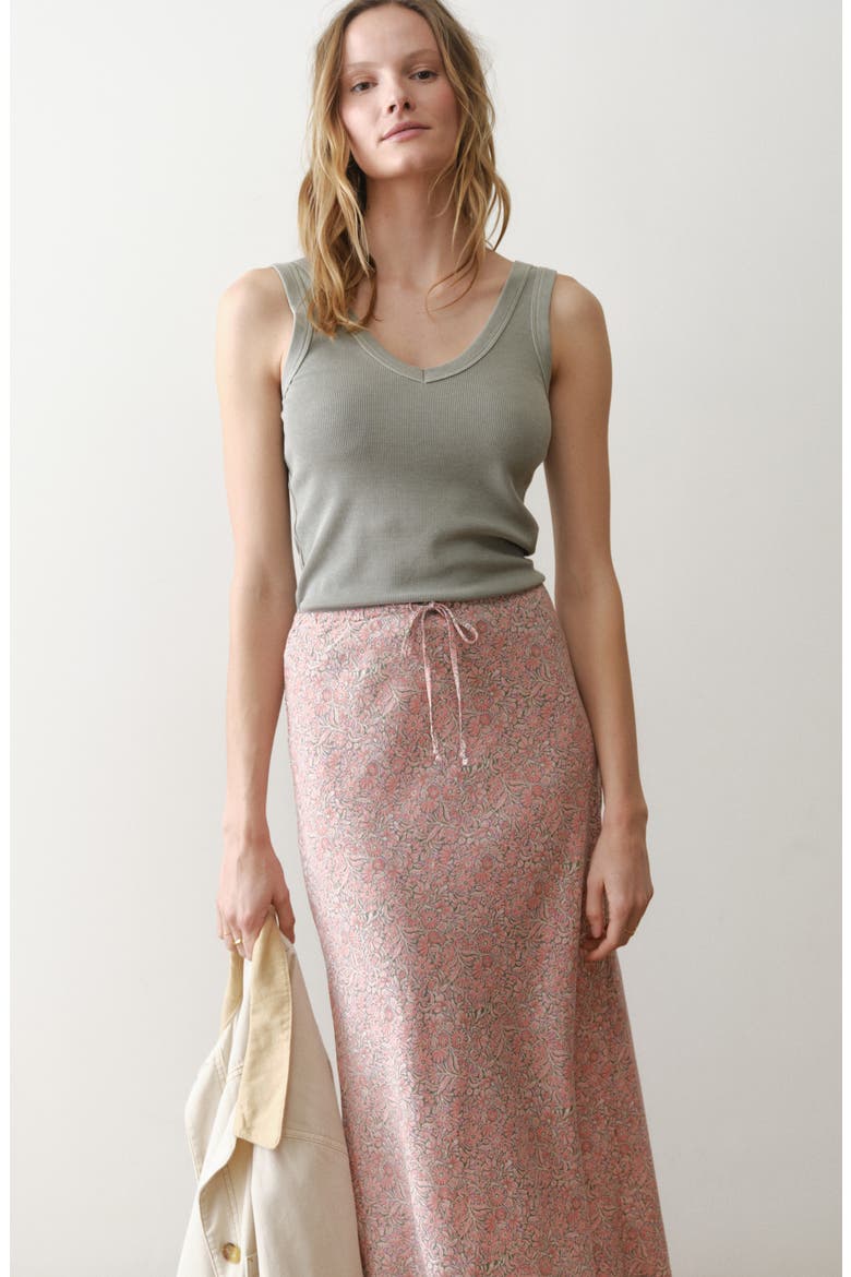 Avery Floral Hemp Blend Midi Skirt, Alternate, color, BOUQUET