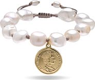 EYE CANDY LOS ANGELES Delphine Freshwater Pearl Medallion Bracelet