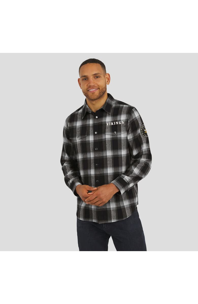 Darius Rucker Collection by Fanatics Men's Darius Rucker Collection by Fanatics Black Minnesota Vikings Flannel Plaid Full-Snap Shirt, Alternate, color, Black