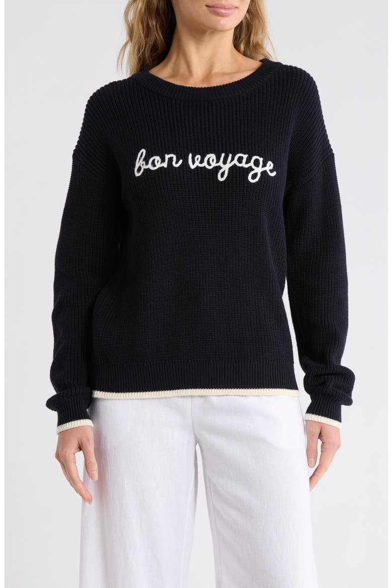 Bon Voyage Cotton Sweater, Main, color, DK NAVY/ CREAM-