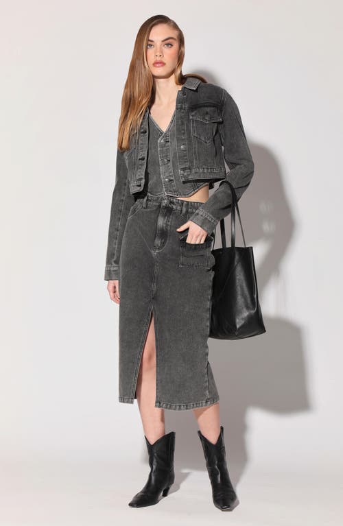 Walter Baker Tressa Crop Denim Jacket In Grey Wash