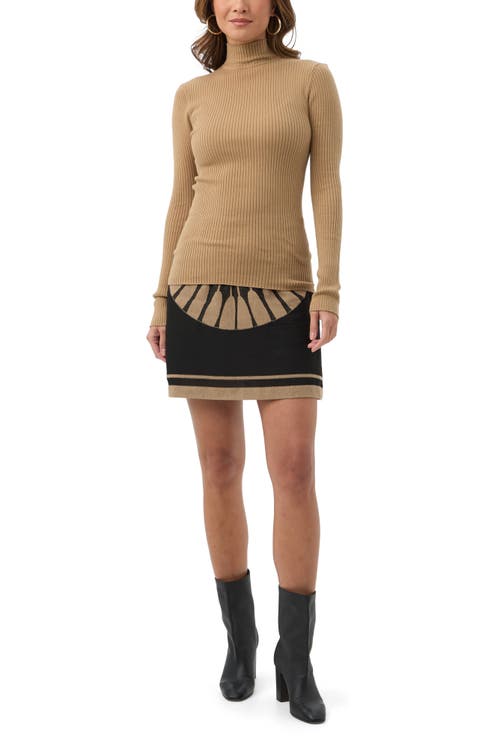 Trina Turk Hempstead Ribbed Turle Neck Sweater In Brown