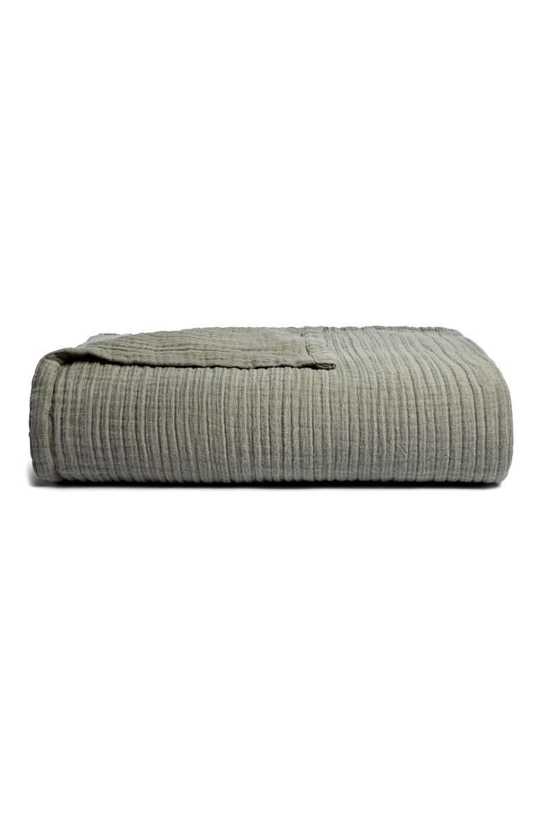 Cloud Cotton & Linen Gauze Bed Blanket, Main, color, MOSS