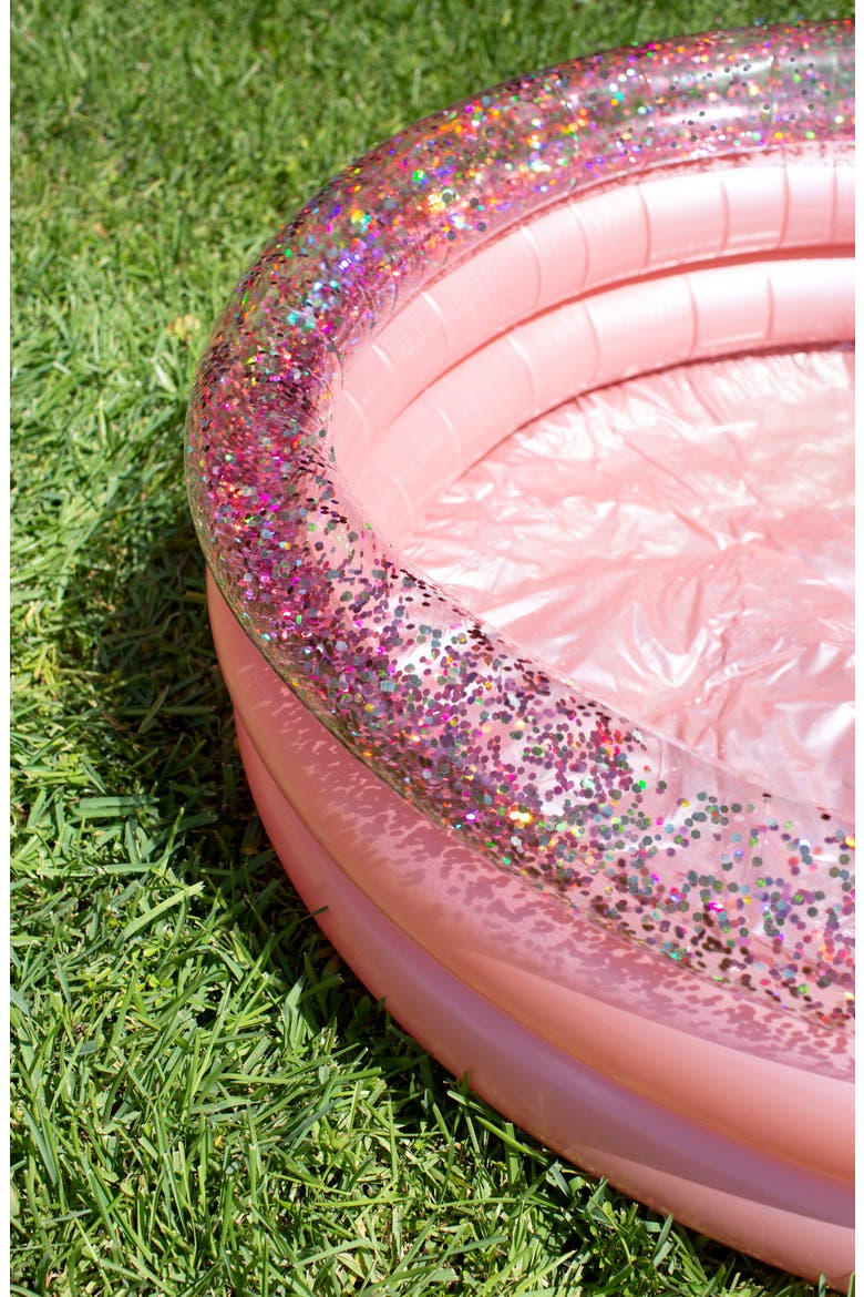 Glitter Sunning Inflatable Pool, Alternate, color, ROSE GOLD