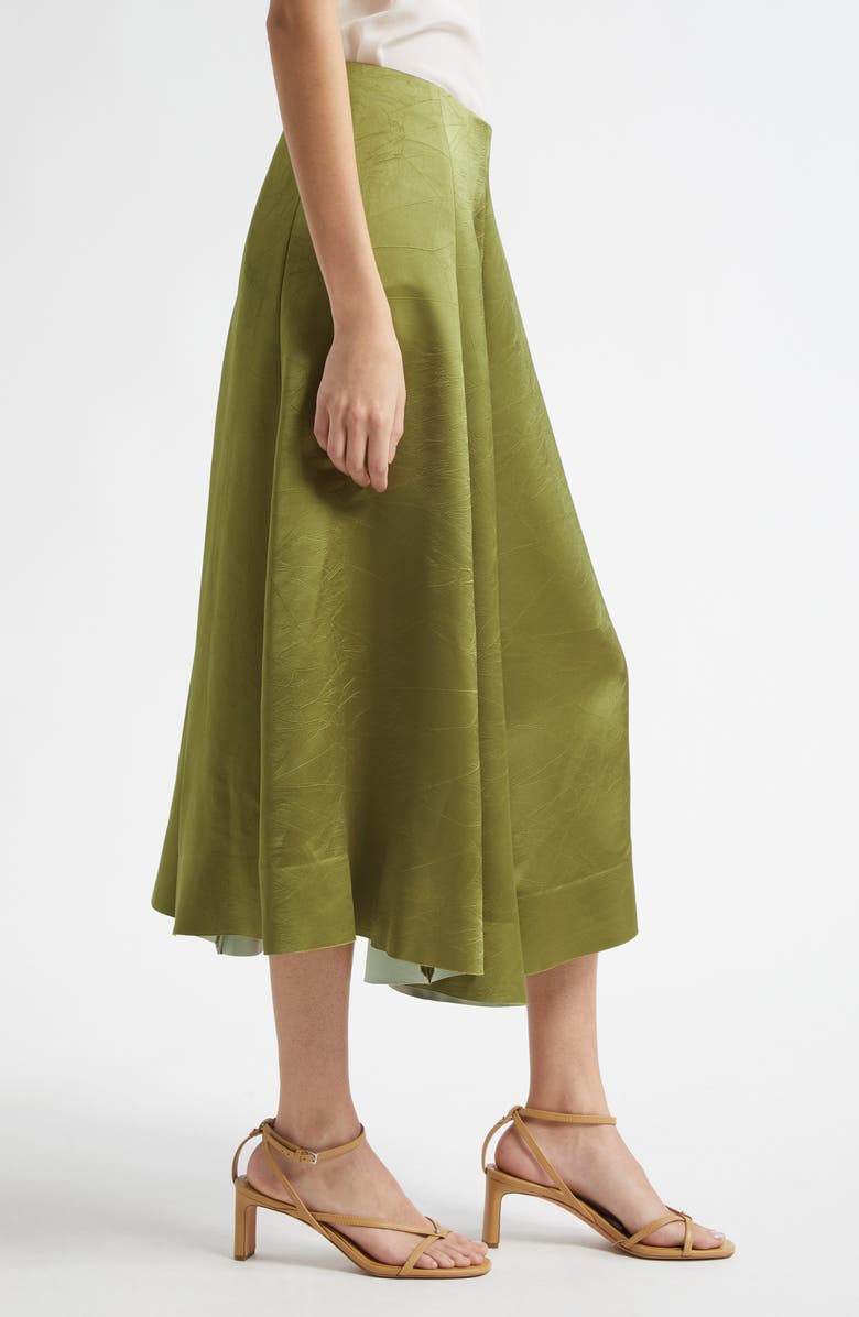 Vince Asymmetric Pleat Satin Skirt, Alternate, color, Herbaria