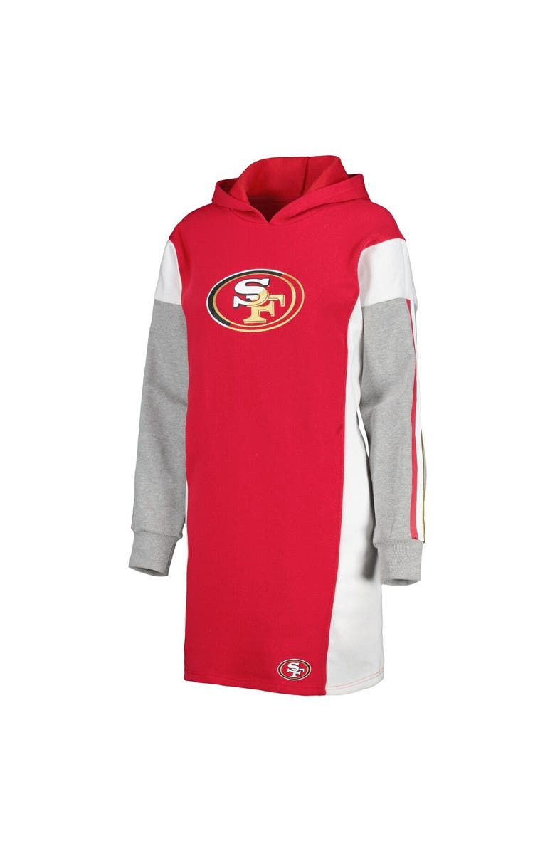 G-III 4HER BY CARL BANKS Women's G-III 4Her by Carl Banks Scarlet/White San Francisco 49ers Bootleg Long Sleeve Hoodie T-Shirt Dress, Alternate, color,