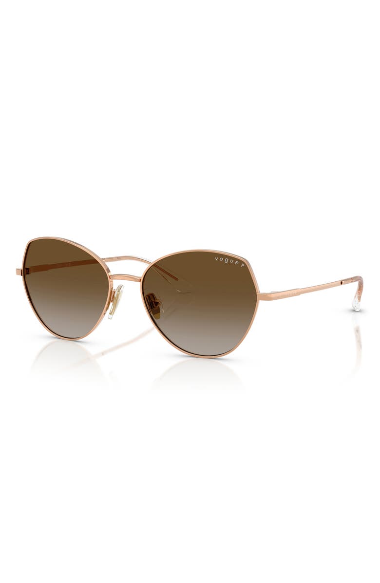 VOGUE 56mm Polarized Gradient Oval Sunglasses, Alternate, color, Rose Gold