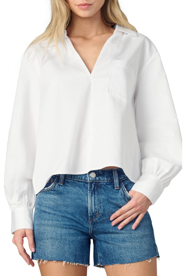 The Popover Johnny Collar Top, Main, color, WHITE