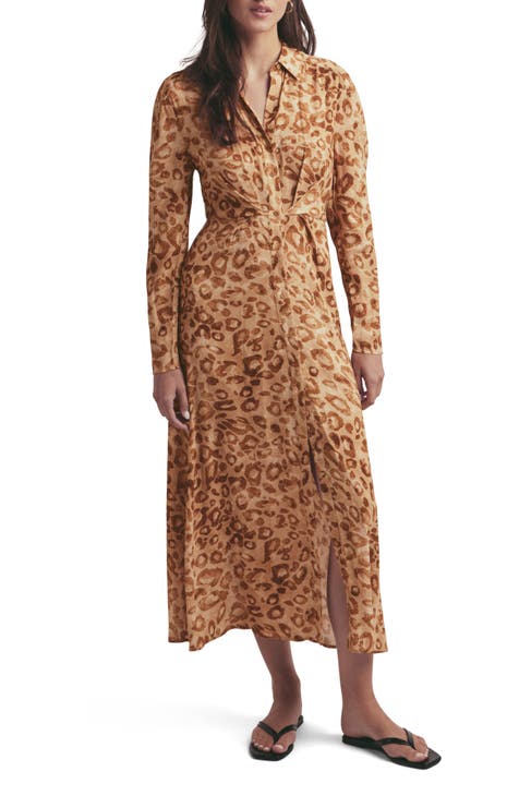 The Icon Leopard Print Long Sleeve Dress