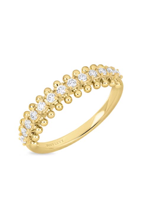 18K Gold Florentine Natural Diamond Stackable Ring