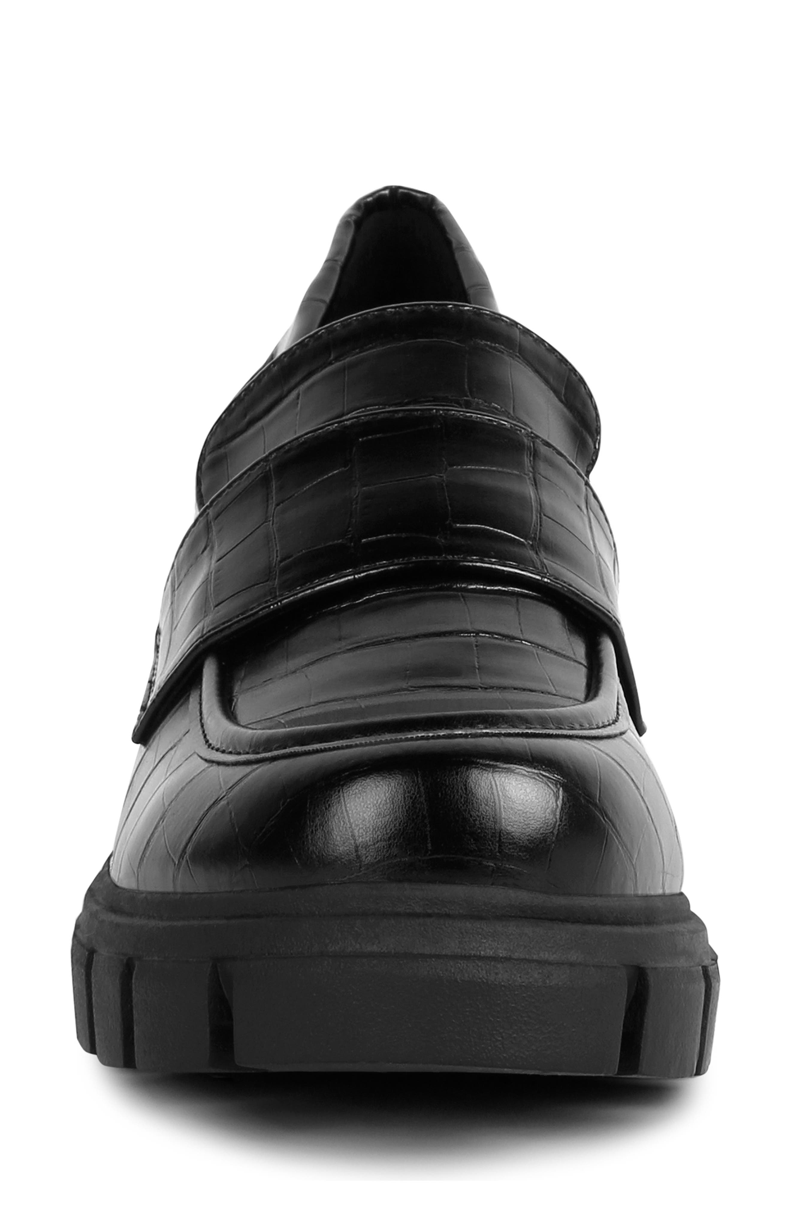 LONDON RAG Benz Croc Embossed Loafer Pump, Alternate, color, Black