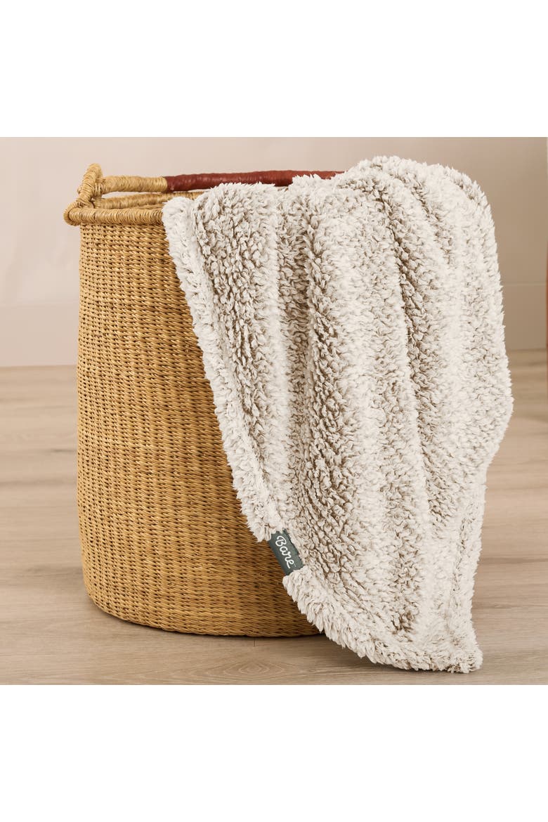 Tipped Faux Shearling Throw Blanket, Alternate, color, Oyster