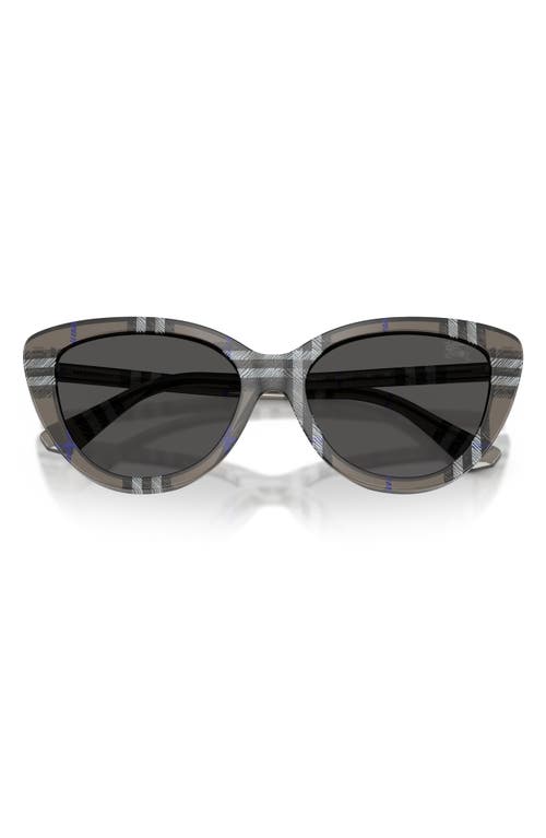 Burberry 55mm Cat Eye Sunglasses In Check Lichen/dark Grey