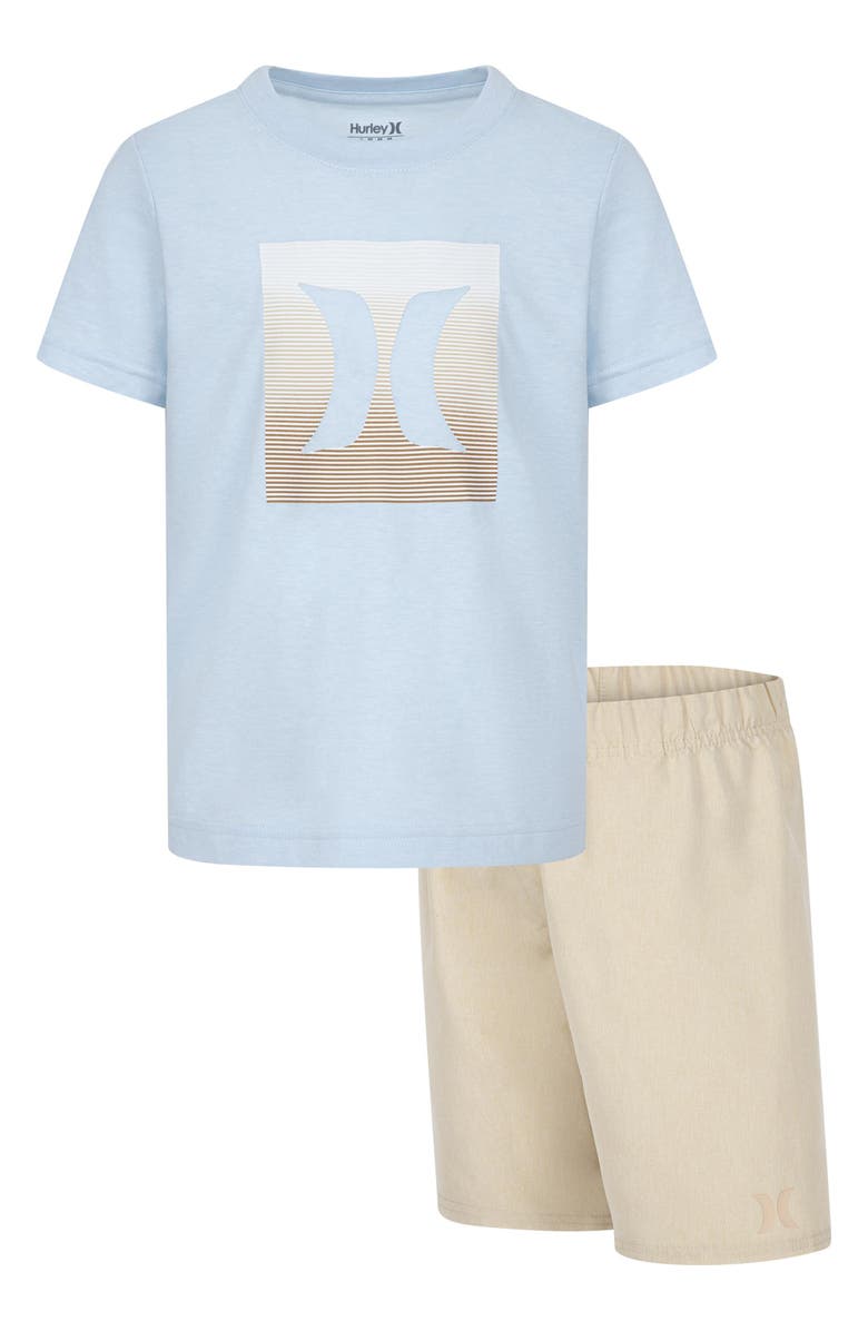 Hurley Kids' Icon Ombré T-Shirt & Woven Shorts Set, Main, color, 
