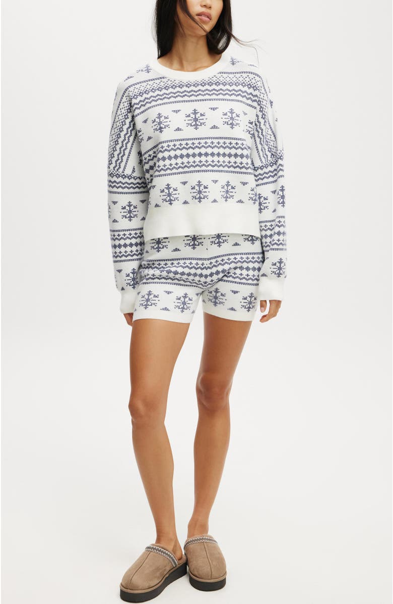 COTTON ON BODY Women's Novelty Knitted Jumper, Alternate, color, Coconut Milk Snow Flakes