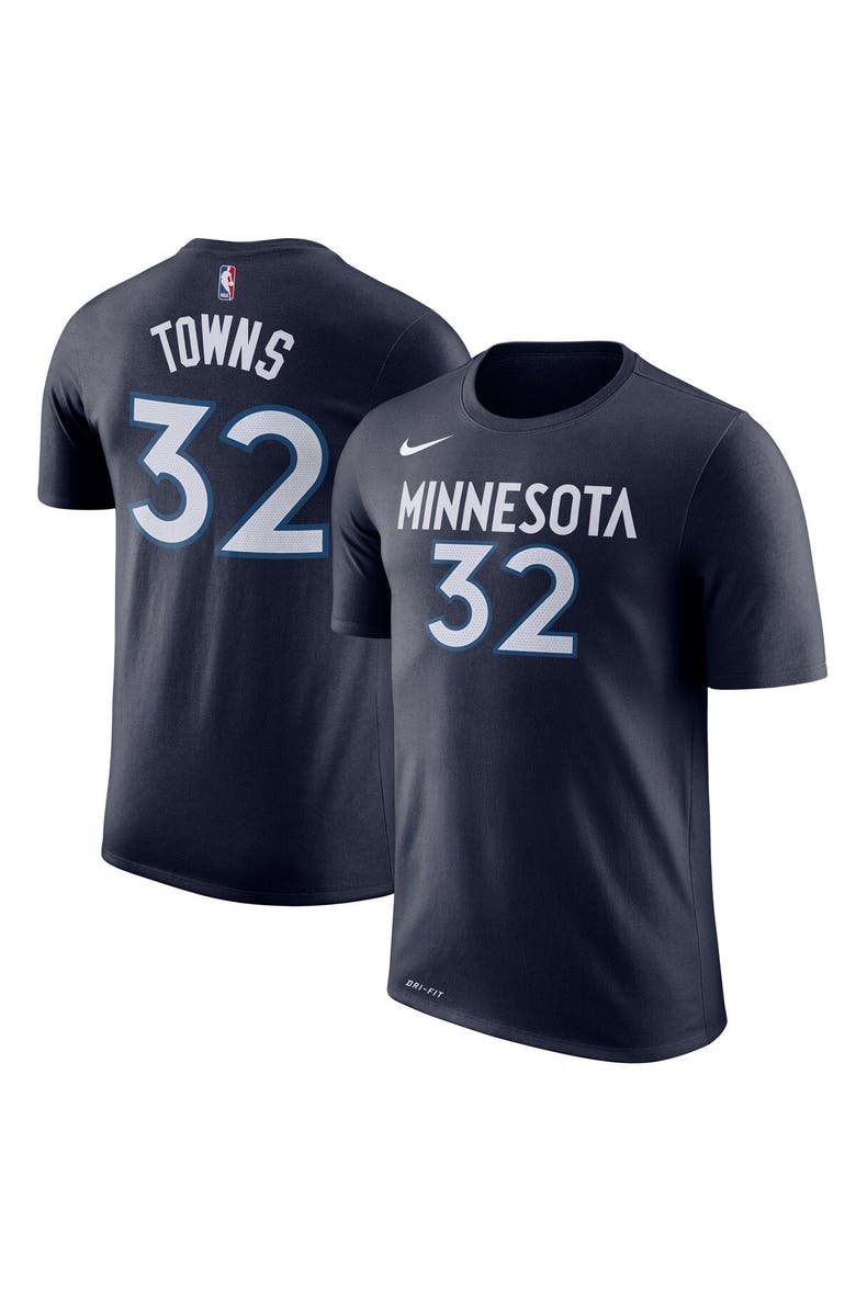 Nike Men's Nike Karl-Anthony Towns Blue Minnesota Timberwolves Name & Number Performance T-Shirt, Main, color, Navy
