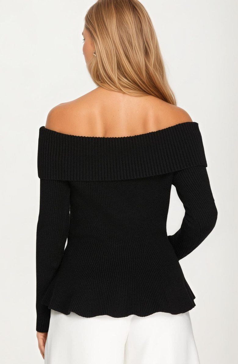 Knit and Lounge Off Shoulder Ribbed Knit Top, Alternate, color, 