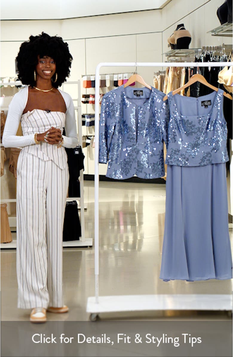 Sequin Floral Stretch Crepe Cocktail Dress & Jacket, sales video thumbnail